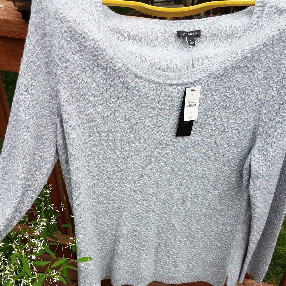 Talbots Gray Lambswool Sweater XL